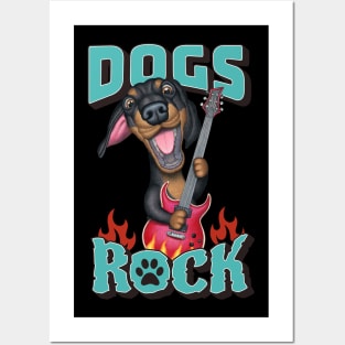 Cute Dogs Rock Dachshund doxie dog tee Posters and Art